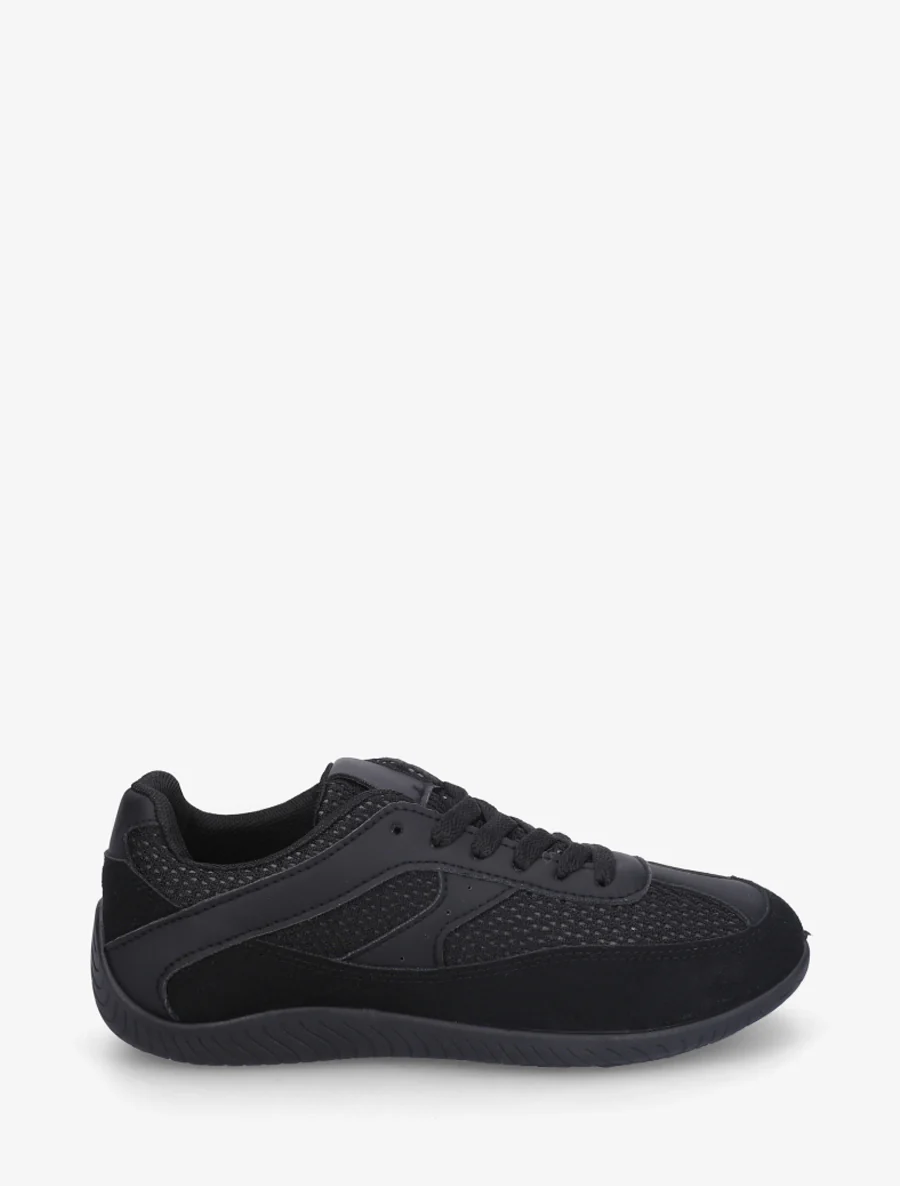 Sneakers van imitatieleer en canvas - Zwart