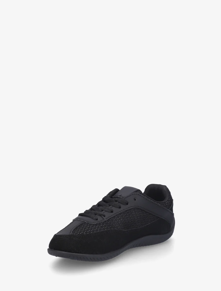 Sneakers van imitatieleer en canvas - Zwart - Image 3