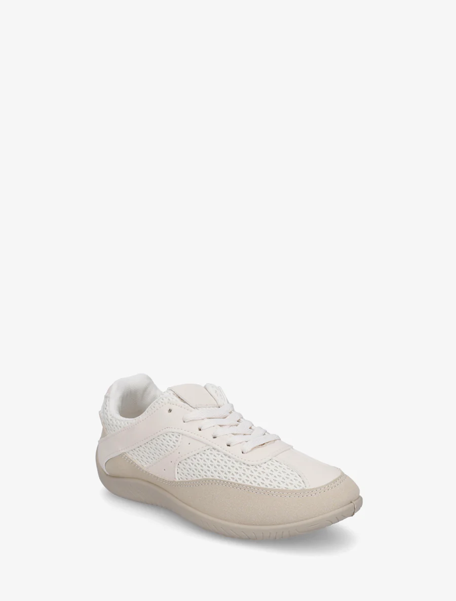 Sneakers van imitatieleer en canvas - Beige - Image 2