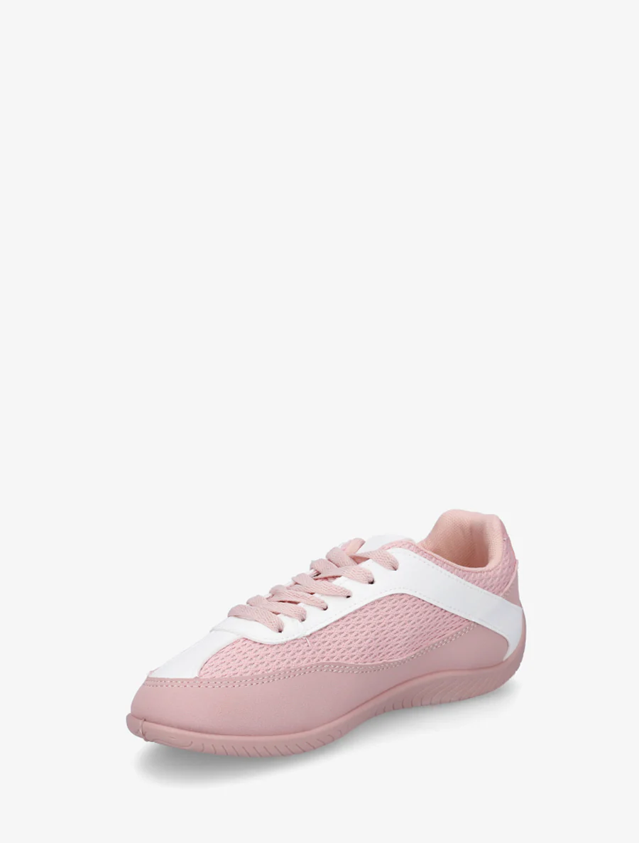 Sneakers van imitatieleer en canvas - Roos - Image 3