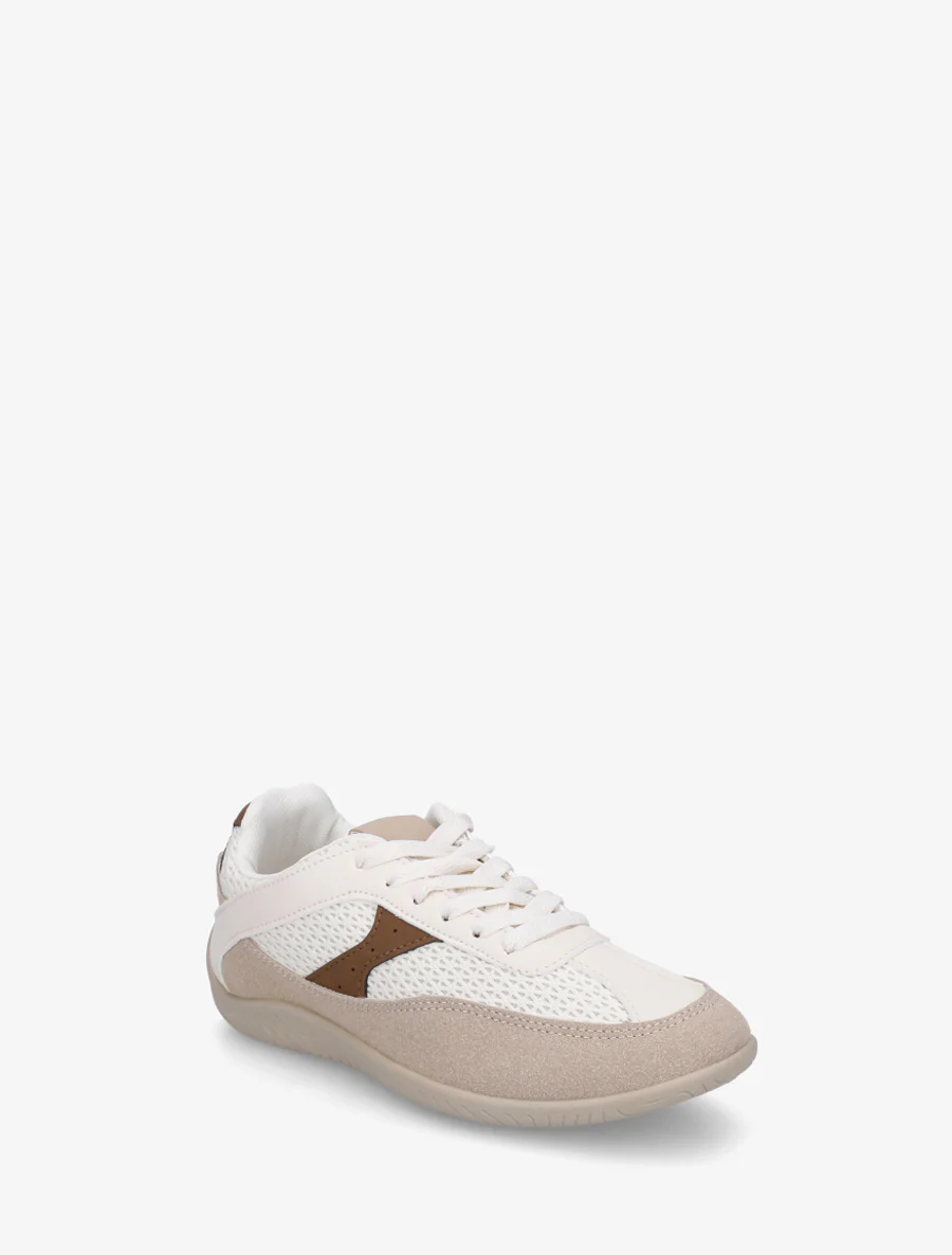 Sneakers van imitatieleer en canvas - Bruin - Image 2