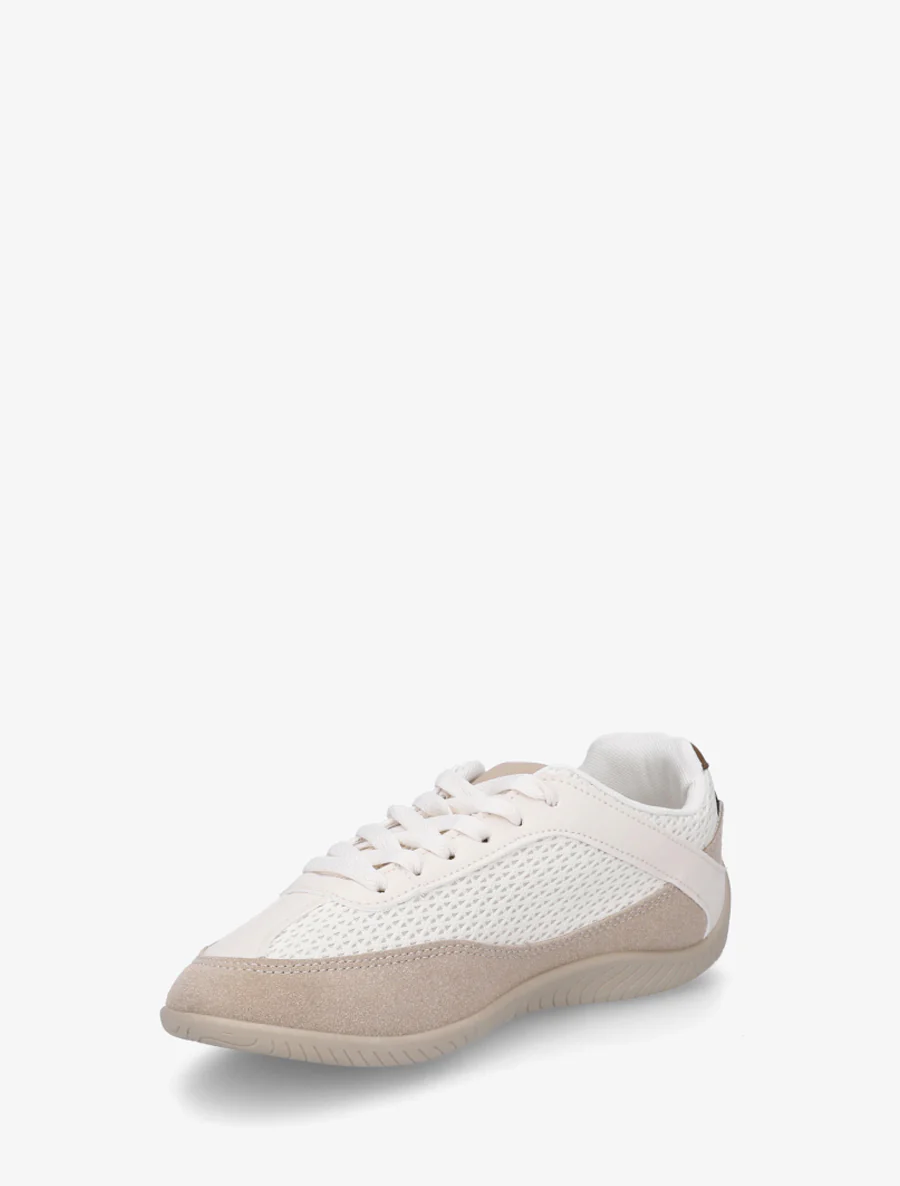 Sneakers van imitatieleer en canvas - Bruin - Image 3