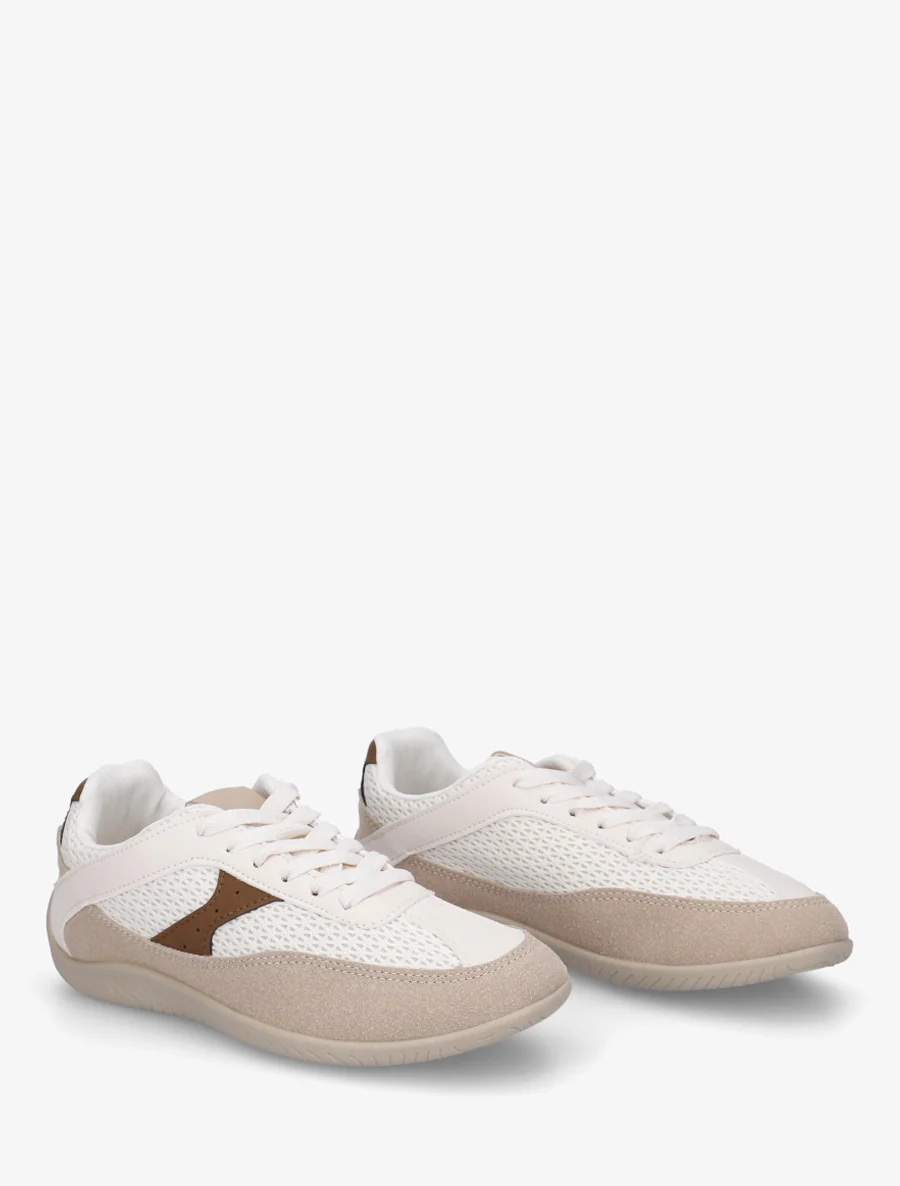 Sneakers van imitatieleer en canvas - Bruin - Image 4