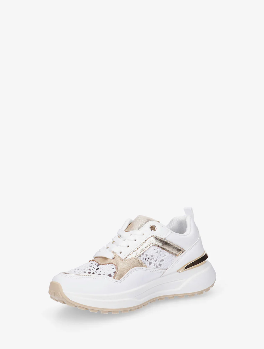 Sneakers van imitatieleer en haakwerk - Wit - Image 3