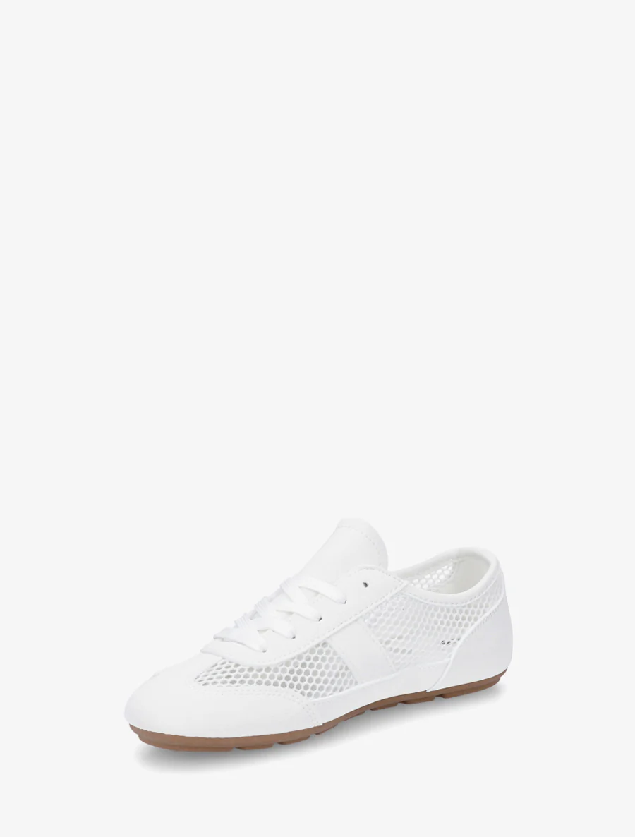 Sneakers van imitatieleer en opengewerkt textiel - Wit - Image 3