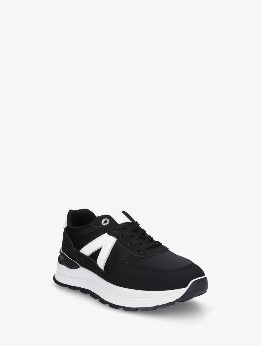 Sneakers van imitatieleer met contrasterende strepen - Zwart - Image 2