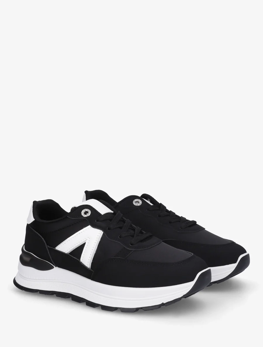 Sneakers van imitatieleer met contrasterende strepen - Zwart - Image 4