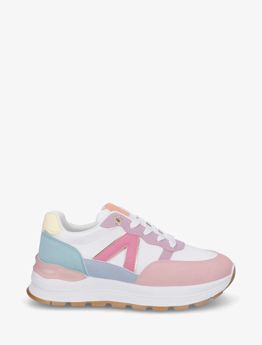Sneakers van imitatieleer met contrasterende strepen - Meervoudig