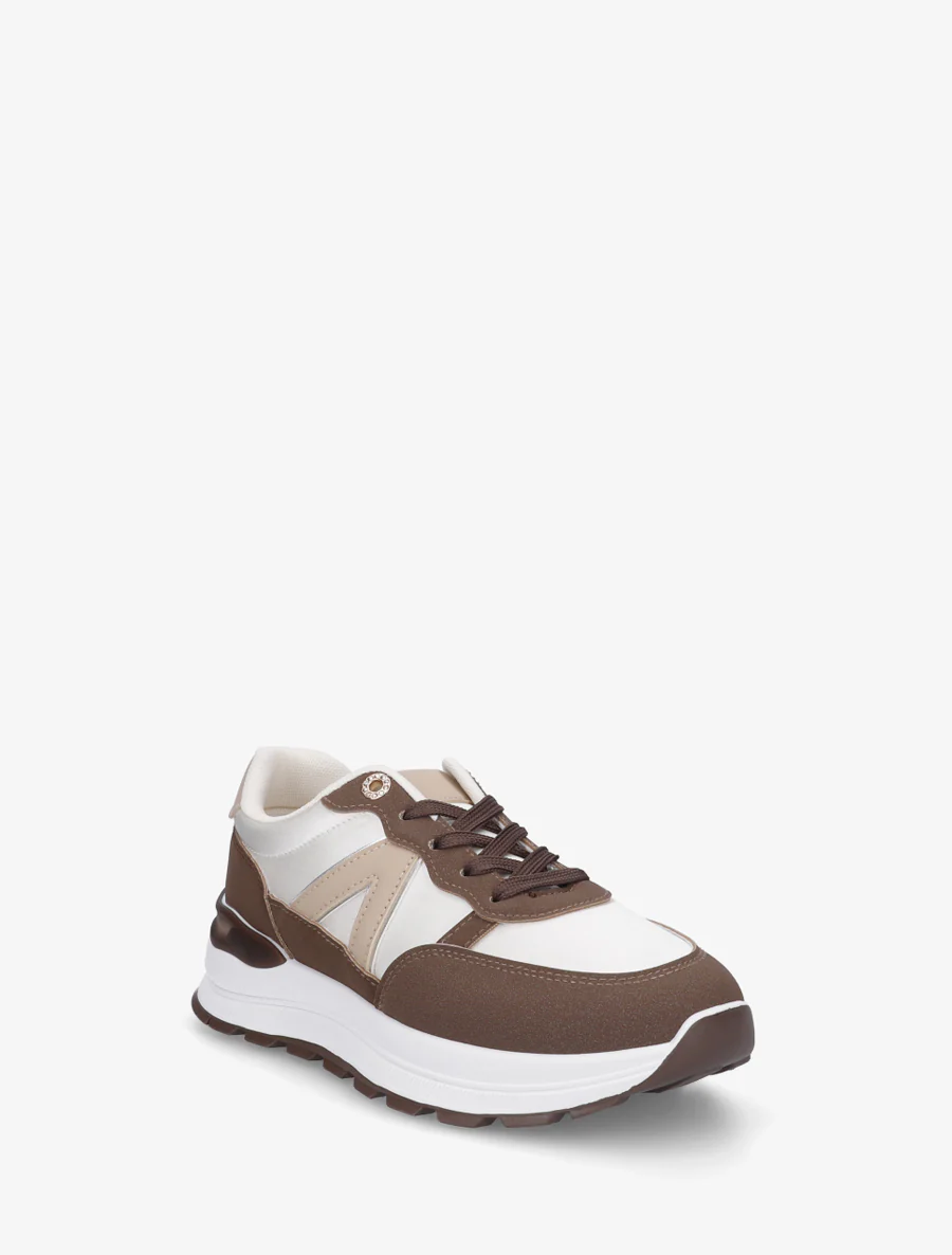 Sneakers van imitatieleer met contrasterende strepen - Bruin - Image 2
