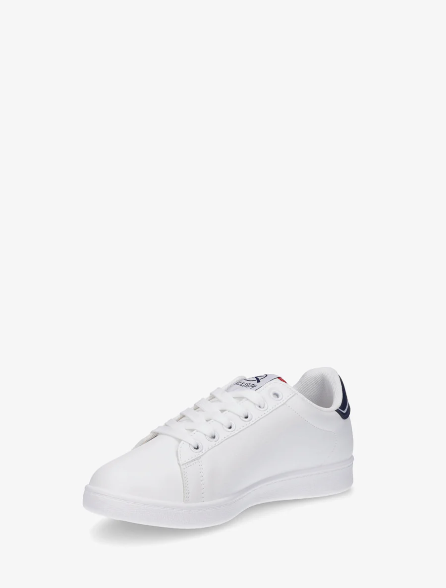Sneakers van imitatieleer met geborduurde inscriptie - Marine - Image 3
