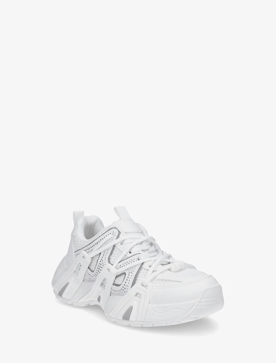 Sneakers van imitatieleer met inzetstukken van canvas - Wit - Image 2