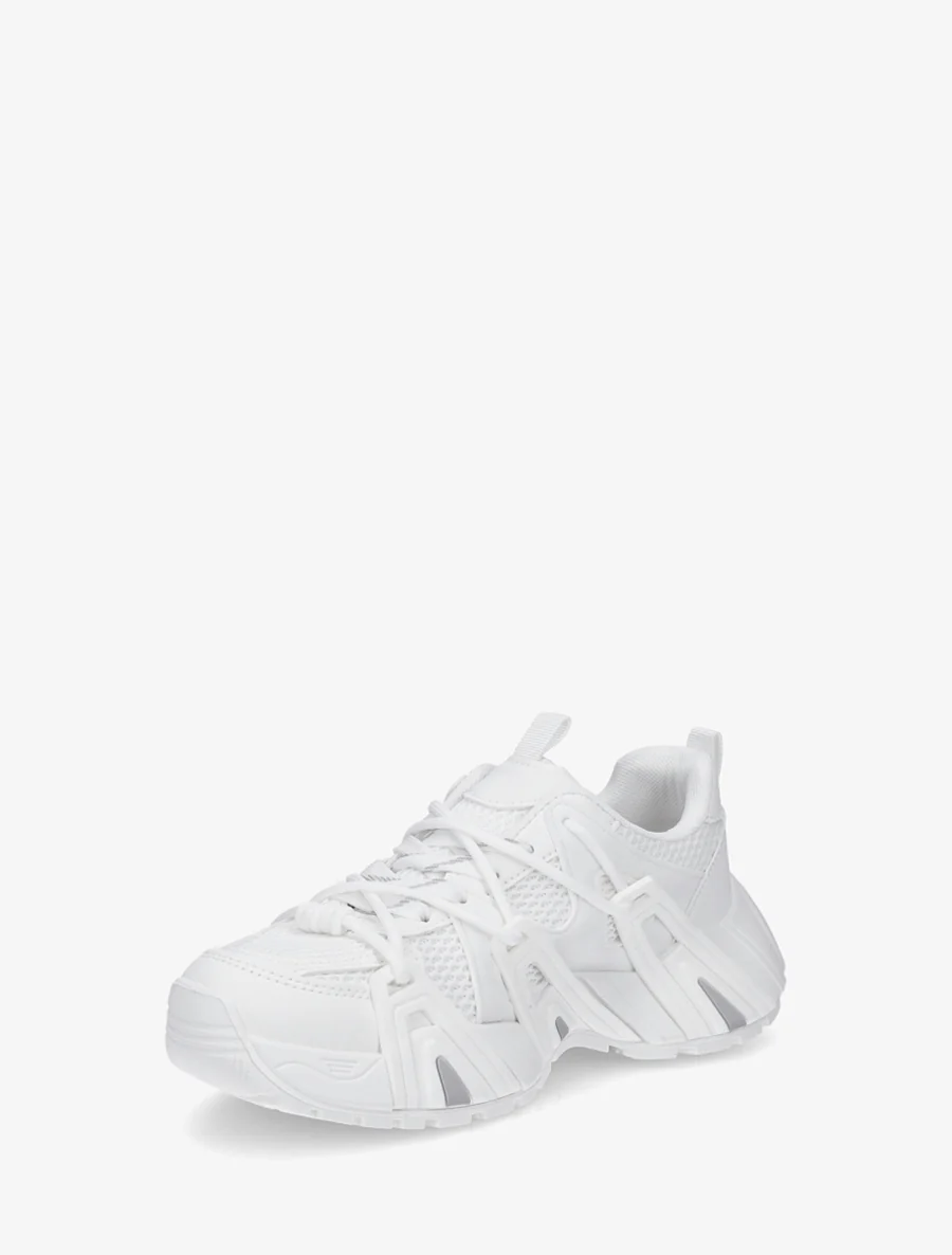 Sneakers van imitatieleer met inzetstukken van canvas - Wit - Image 3
