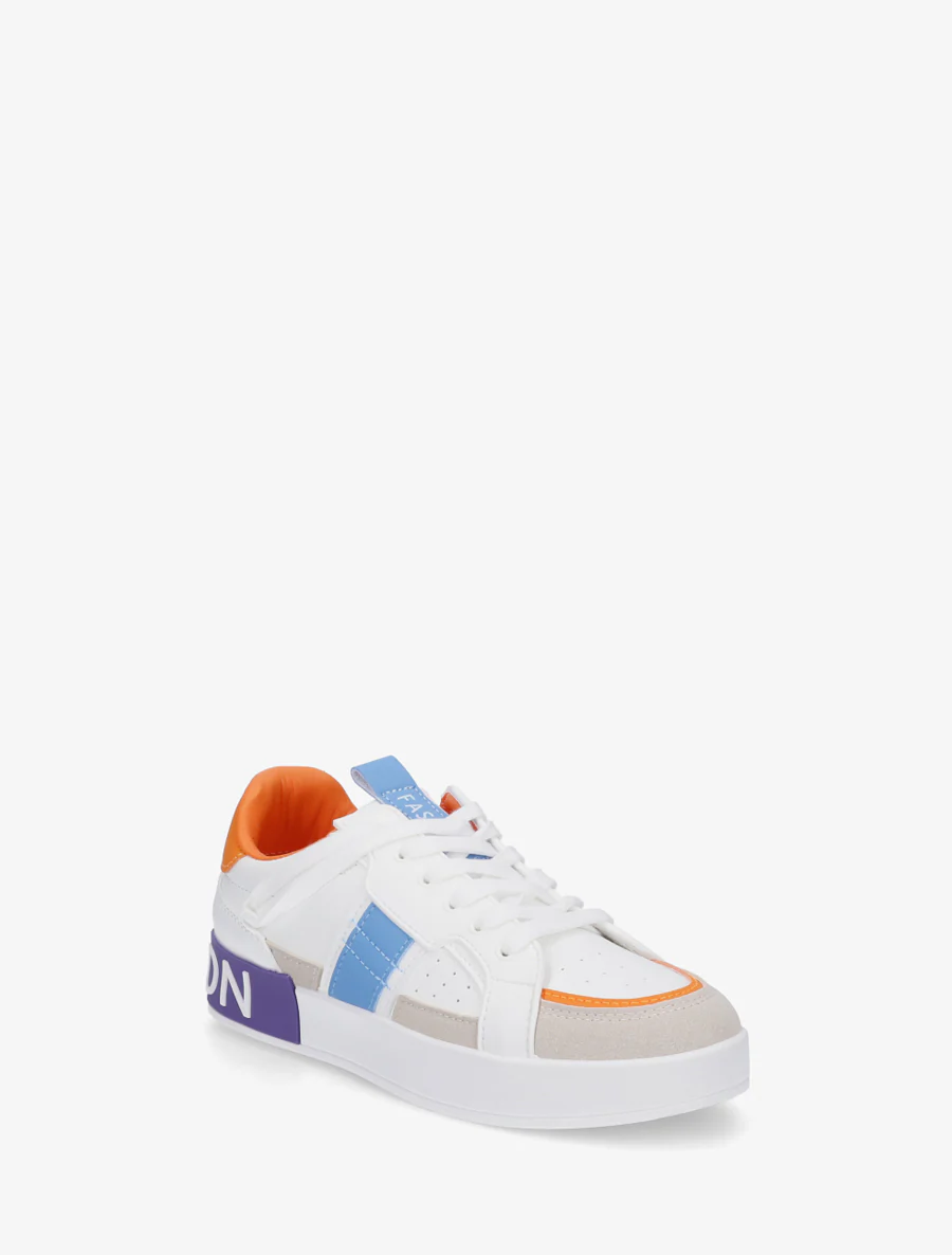 Sneakers van imitatieleer met iriserende band - Oranje - Image 2