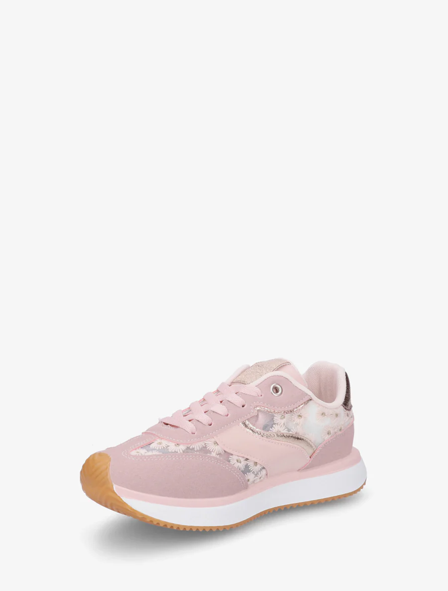 Sneakers van imitatieleer met margrietmotief - Roos - Image 3