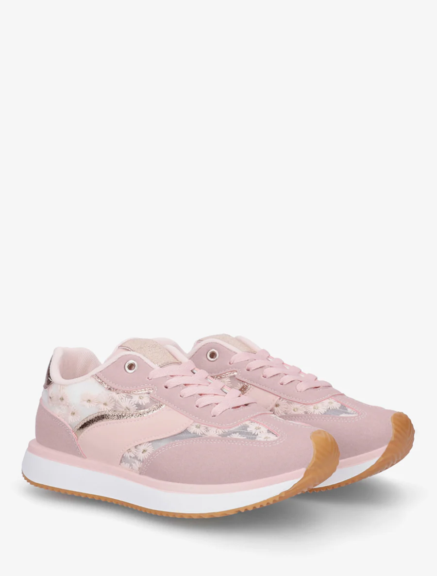 Sneakers van imitatieleer met margrietmotief - Roos - Image 4