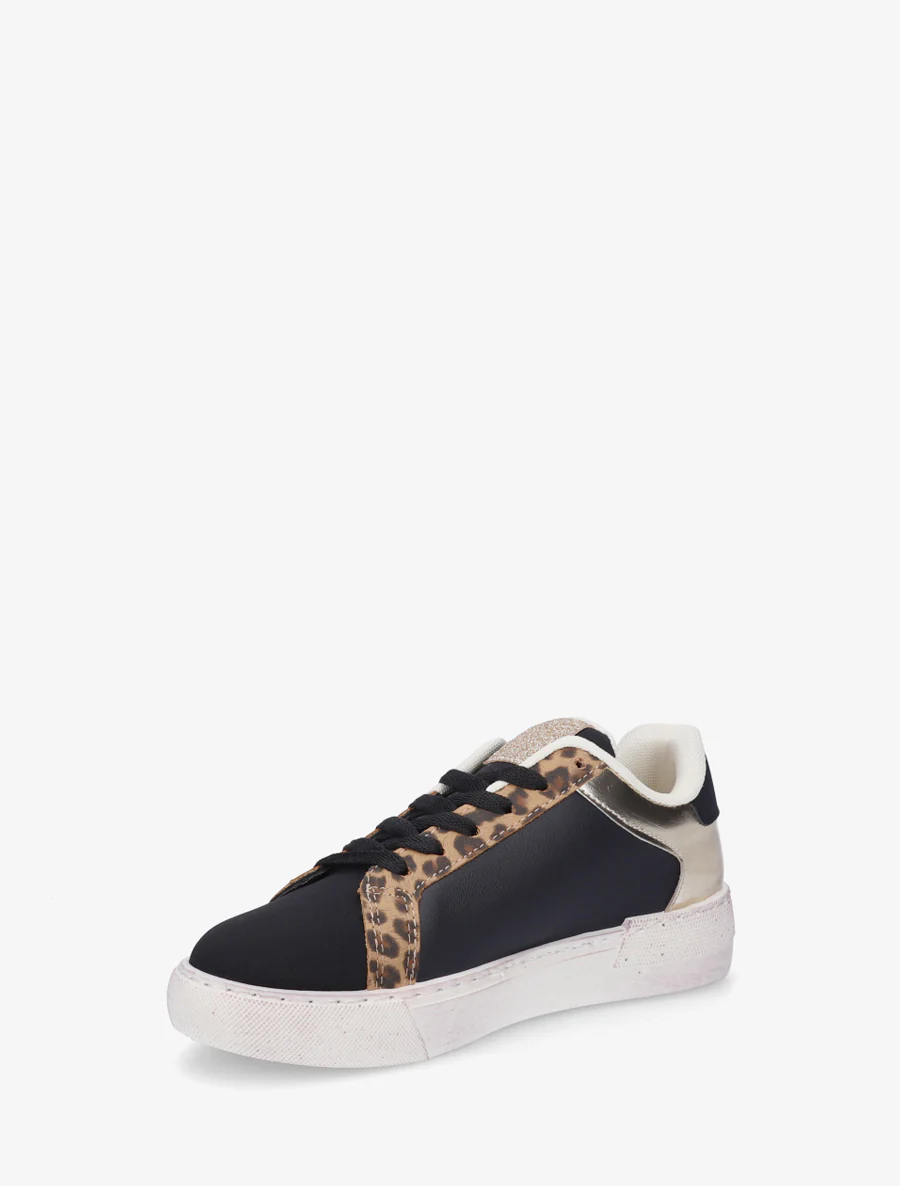 Sneakers van imitatieleer met sterpatroon - Zwart - Image 3