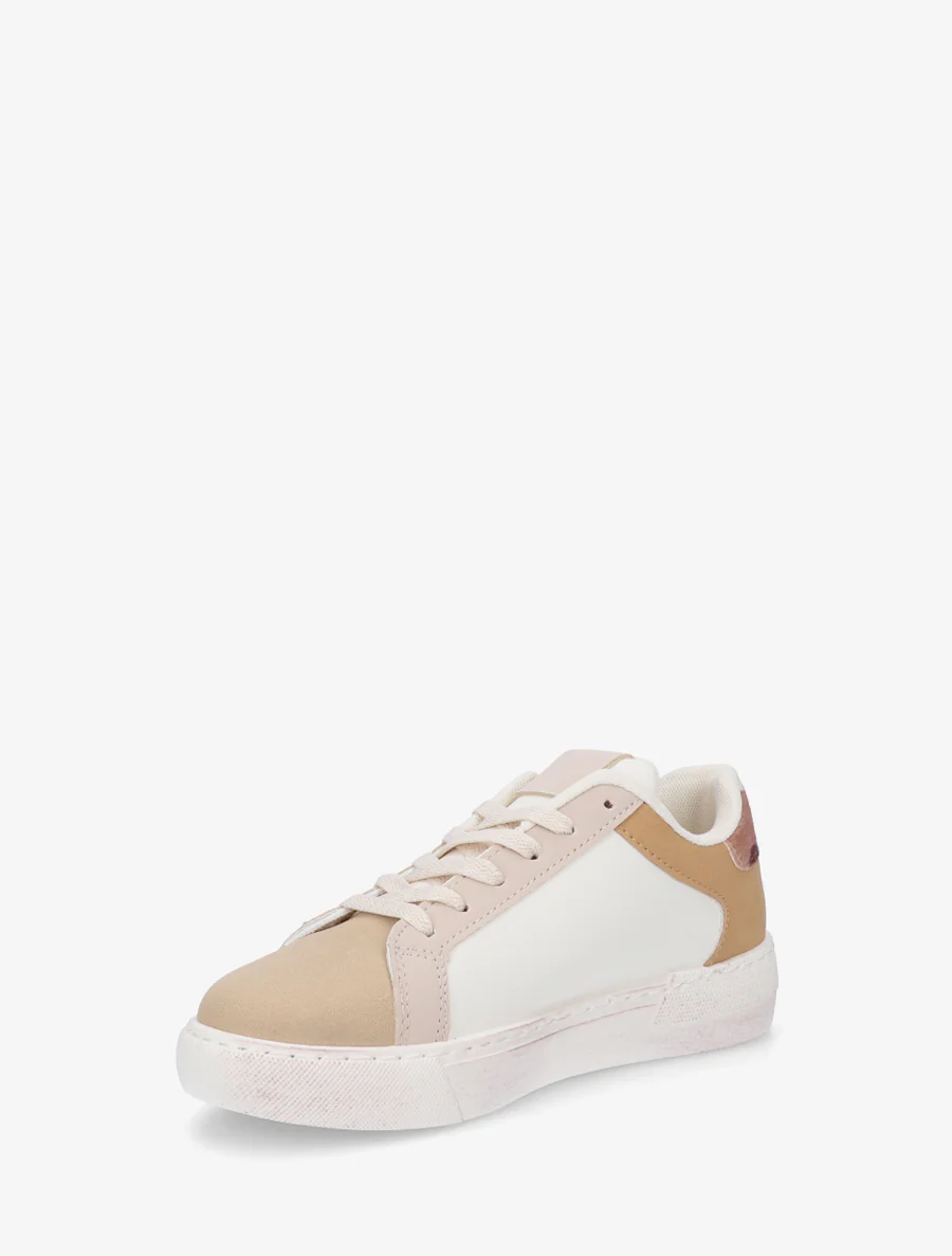 Sneakers van imitatieleer met sterpatroon - Beige - Image 3