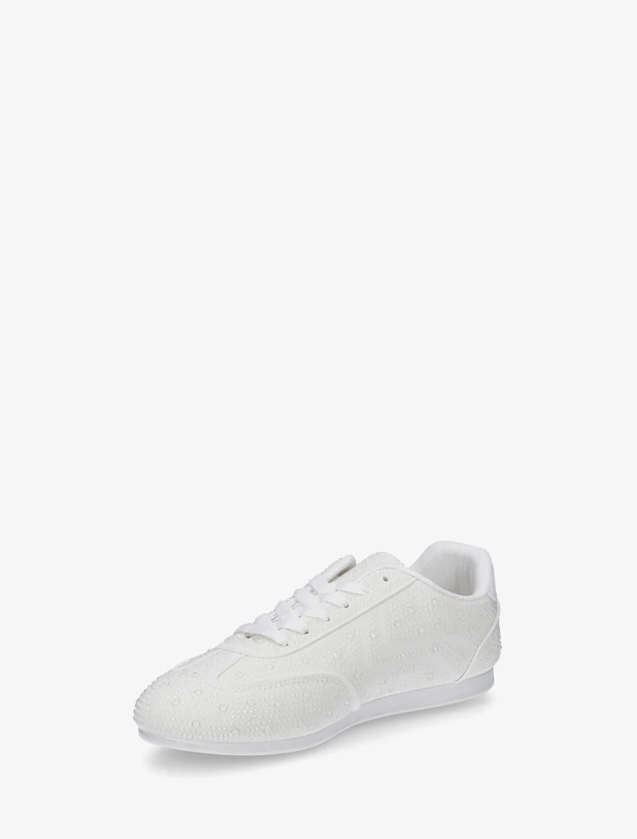 Sneakers van nubuck-effect met strass - Wit - Image 3