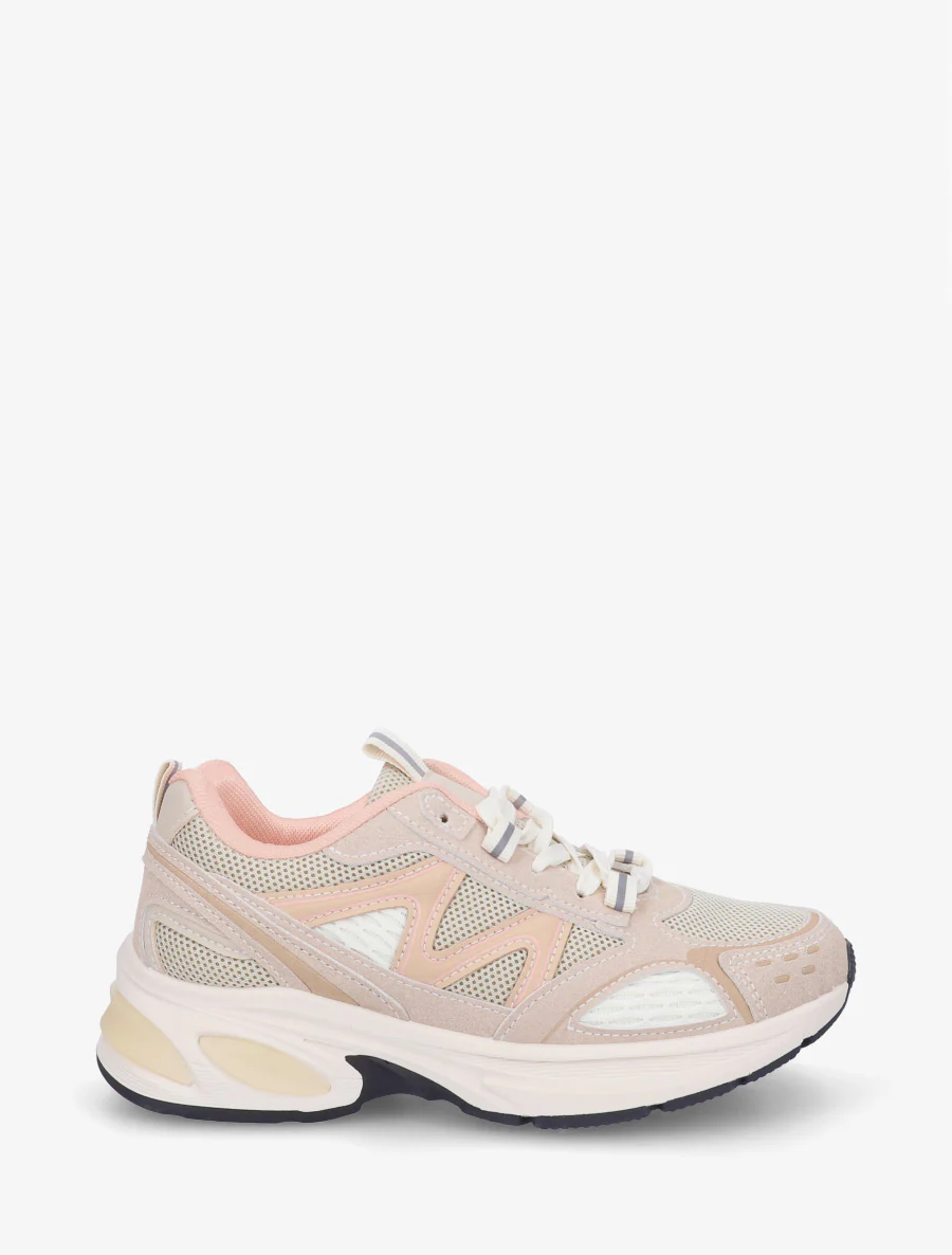 Sneakers van stof en imitatieleer - Roos