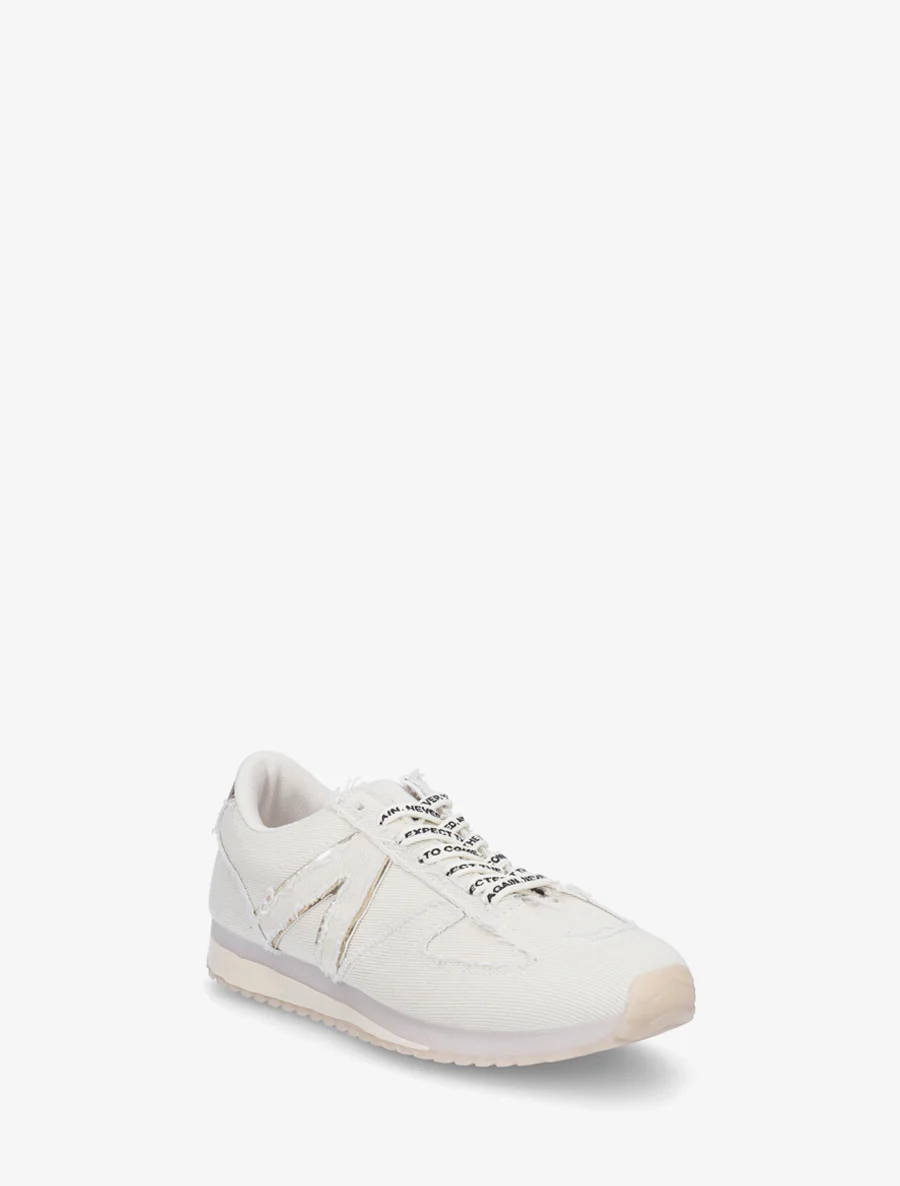 Sneakers van stof met gevlockte veters - Beige - Image 2