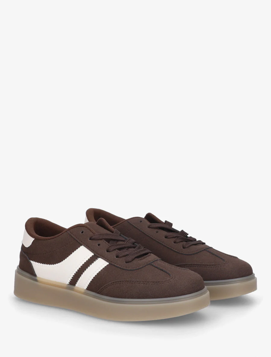 Sneakers van suèdine met contrasterende banden - Bruin - Image 4