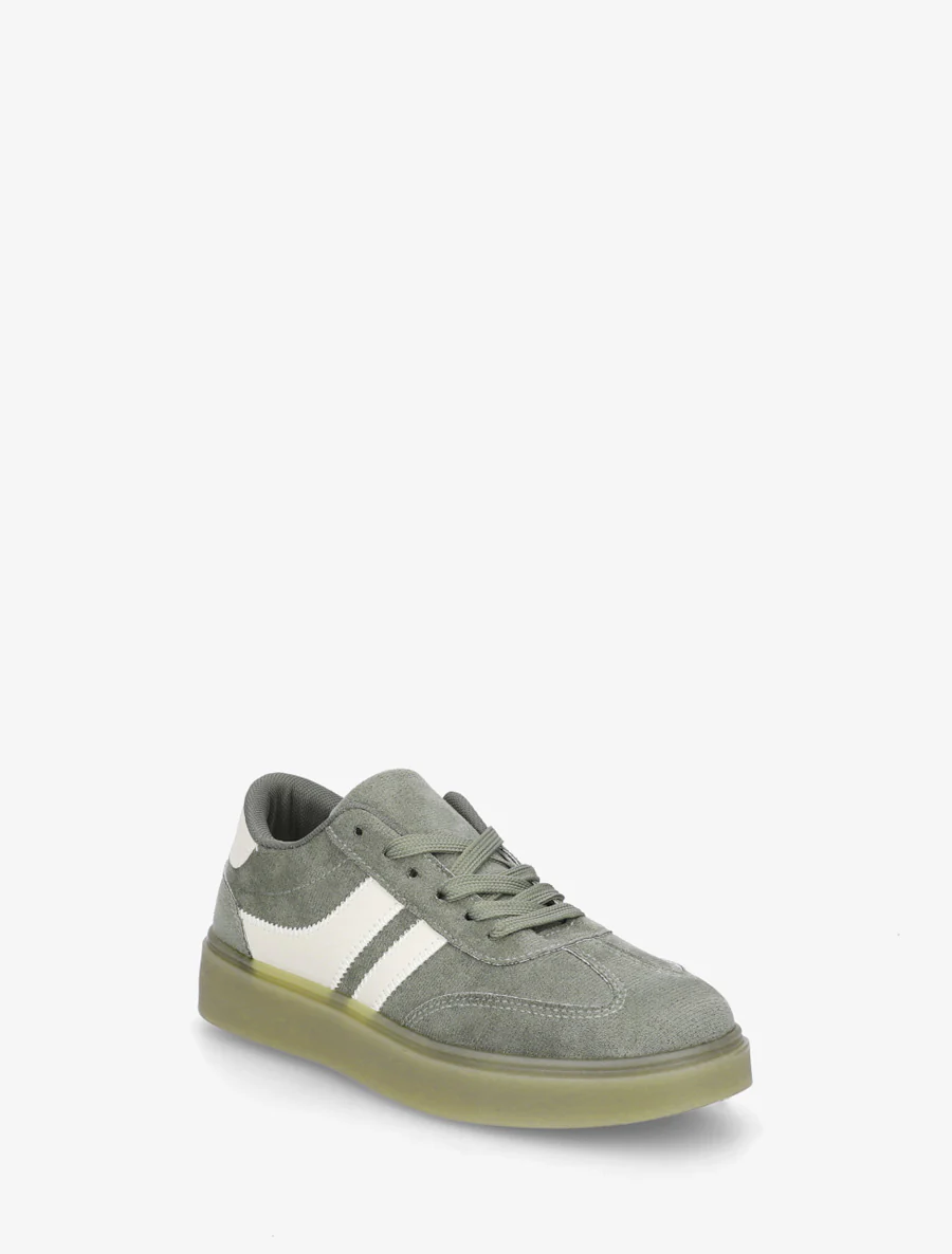 Sneakers van suèdine met contrasterende banden - Kaki - Image 2