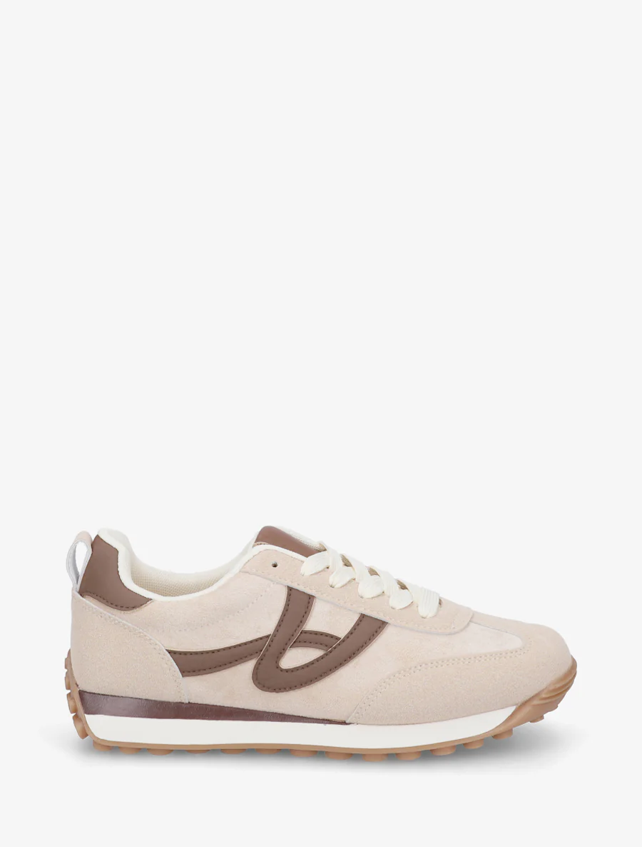 Sneakers van suèdine met contrasterende details - Beige
