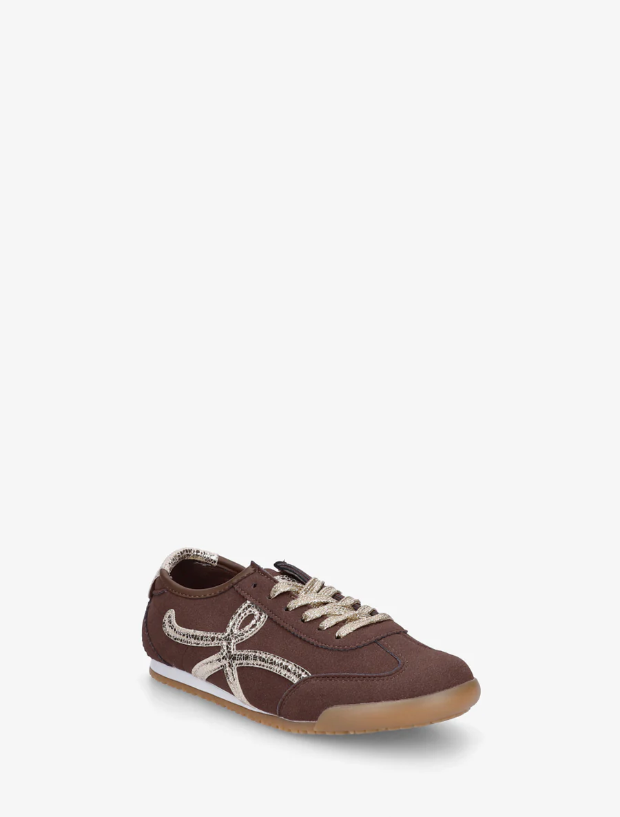 Sneakers van suèdine met grafisch inzetstuk - Bruin - Image 2