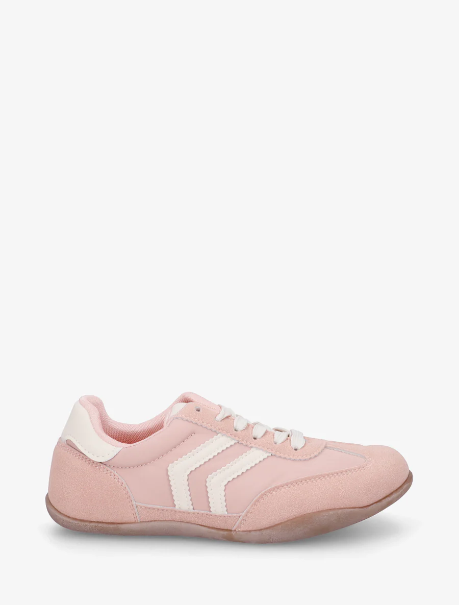 Sneakers van twee materialen met contrasterende hielversteviging - Roos