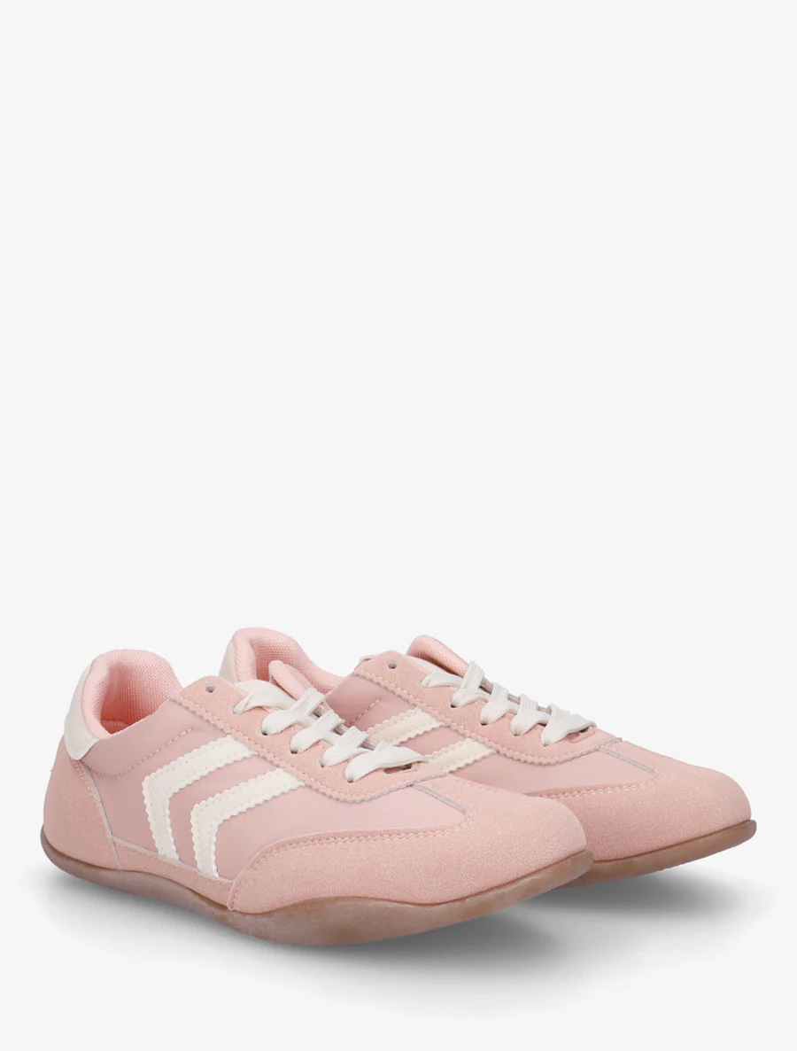 Sneakers van twee materialen met contrasterende hielversteviging - Roos - Image 4