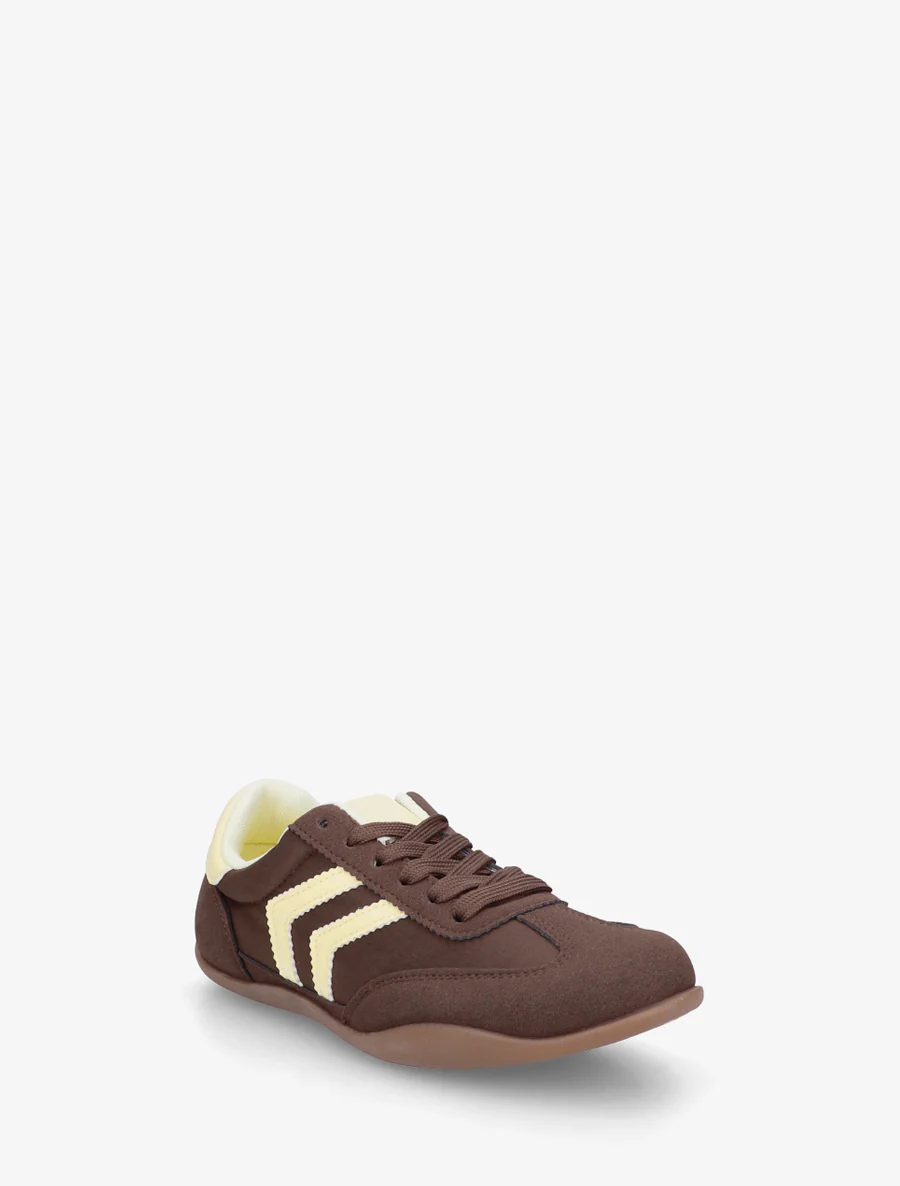 Sneakers van twee materialen met contrasterende hielversteviging - Bruin - Image 2