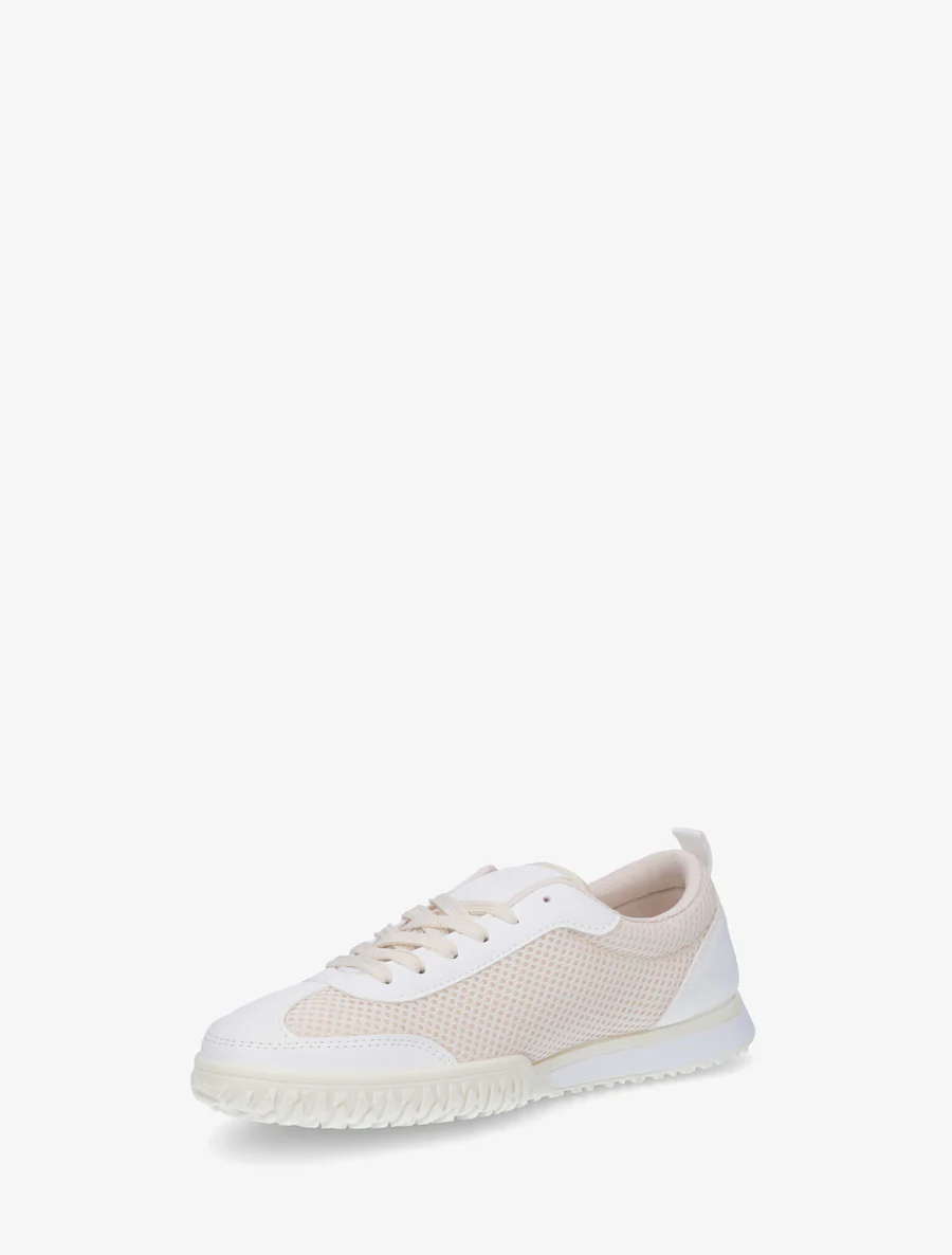 Sneakers van twee materialen met fantasiebanden - Wit - Image 3