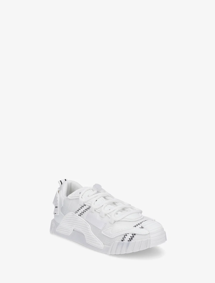 Sneakers van twee materialen met gestileerde inzetstukken - Wit - Image 2