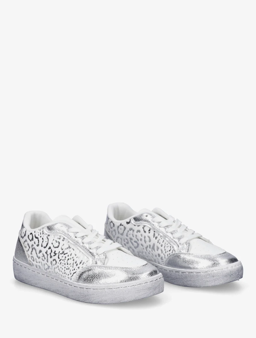 Sneakers van twee materialen met luipaardprint - Geld - Image 4