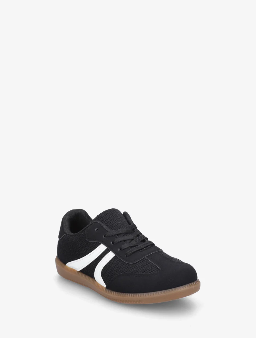 Sneakers van twee materialen met rubberen zool - Zwart - Image 2