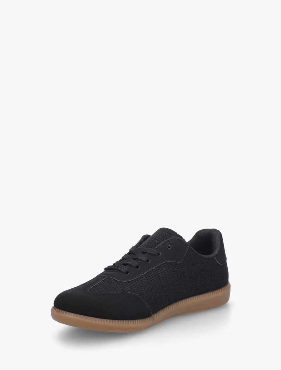 Sneakers van twee materialen met rubberen zool - Zwart - Image 3