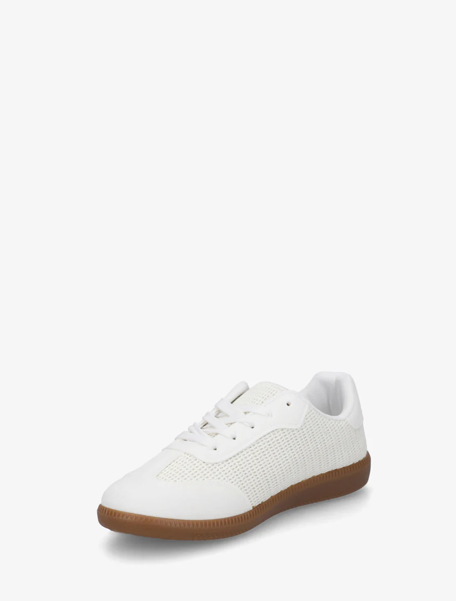 Sneakers van twee materialen met rubberen zool - Wit - Image 3