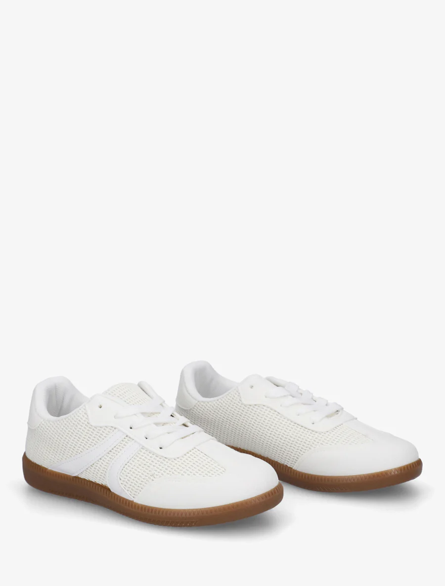 Sneakers van twee materialen met rubberen zool - Wit - Image 4