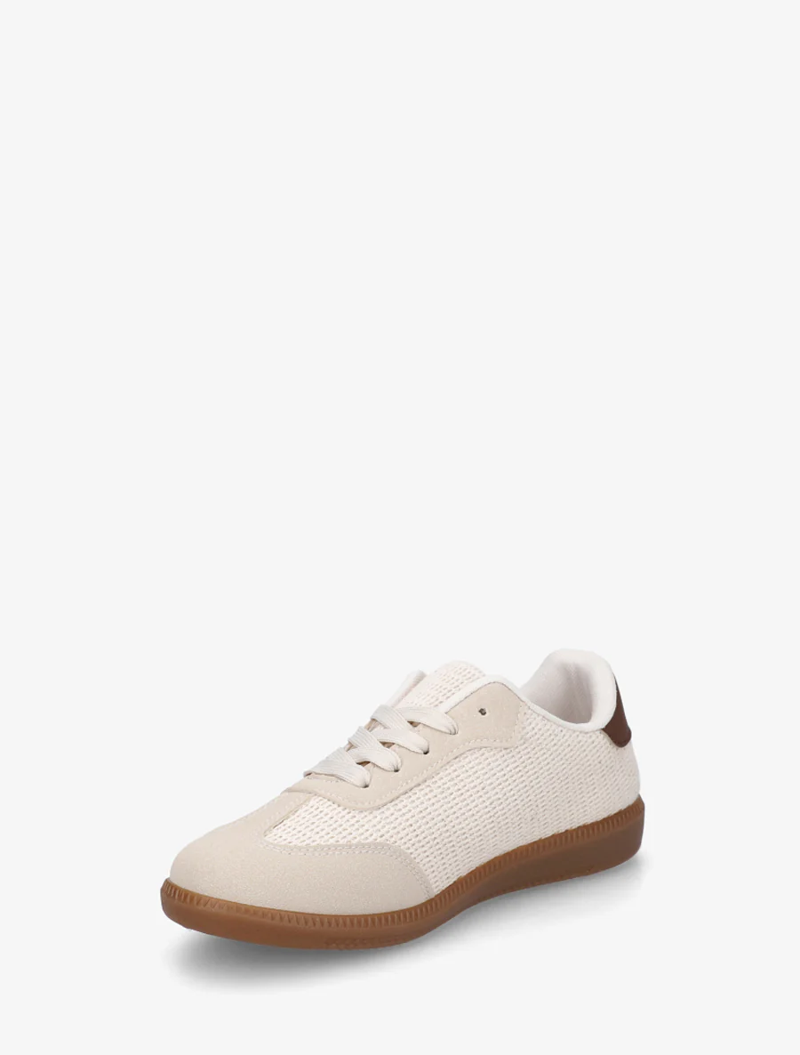 Sneakers van twee materialen met rubberen zool - Beige - Image 3