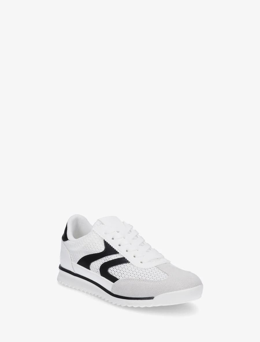 Sneakers van twee materialen met zigzag-inzetten - Wit - Image 2