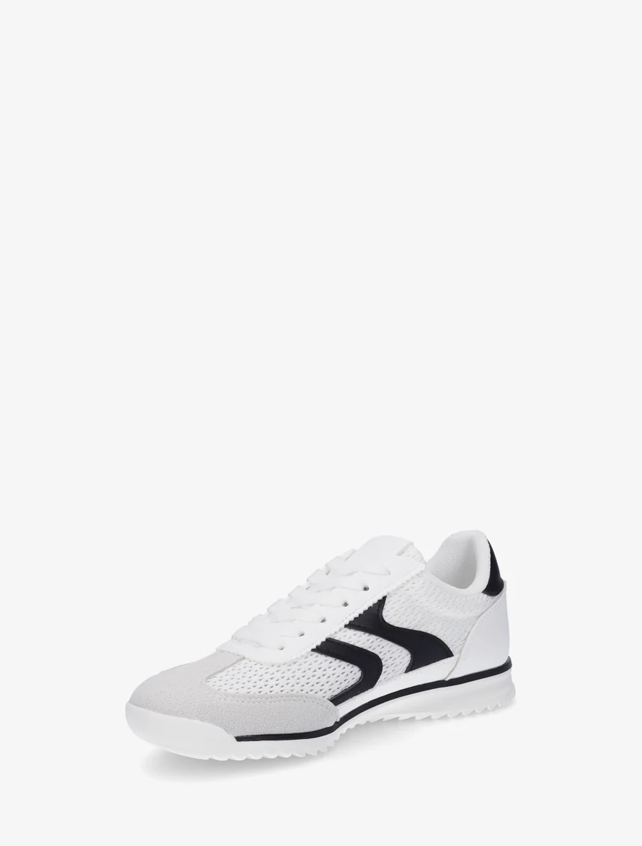 Sneakers van twee materialen met zigzag-inzetten - Wit - Image 3