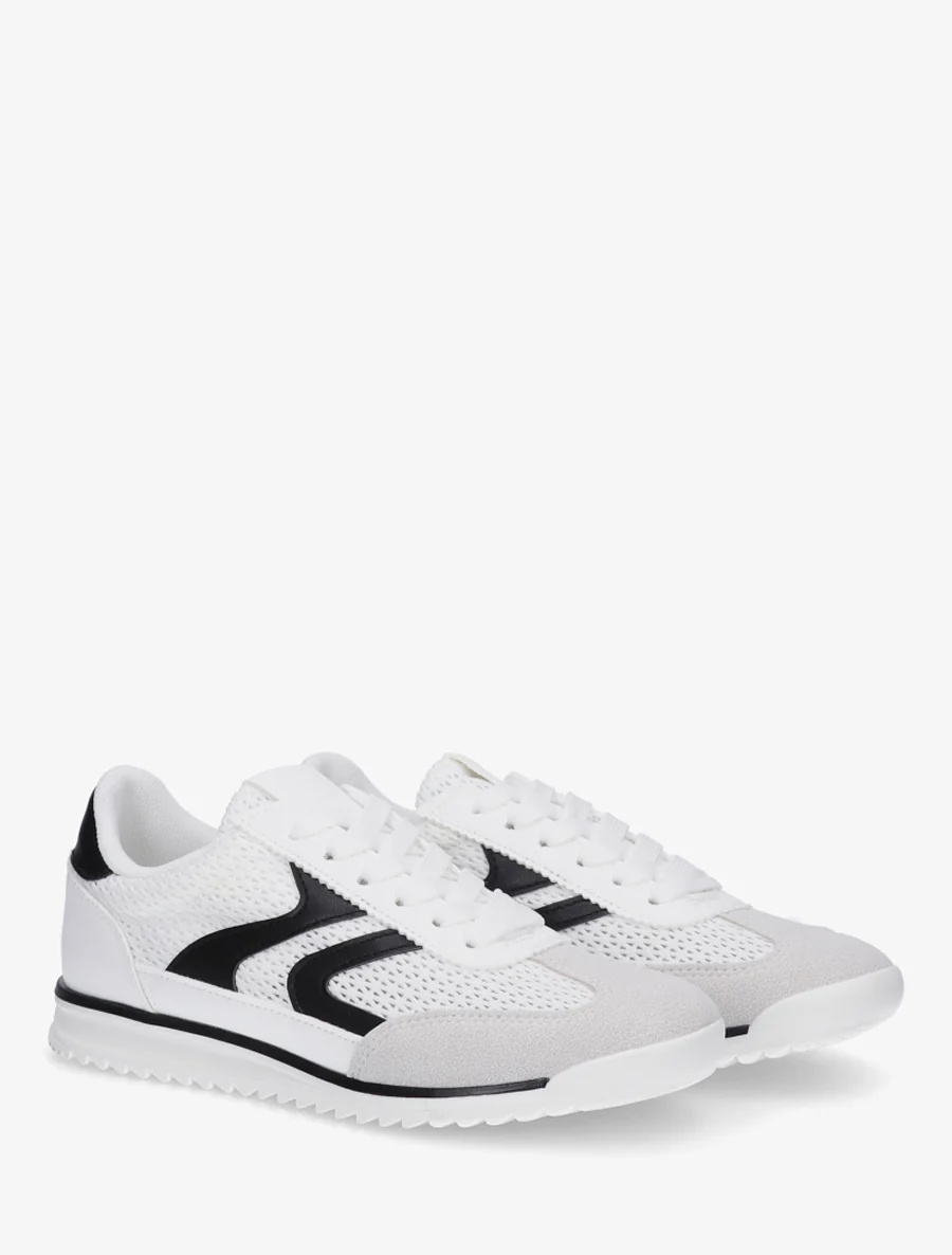 Sneakers van twee materialen met zigzag-inzetten - Wit - Image 4