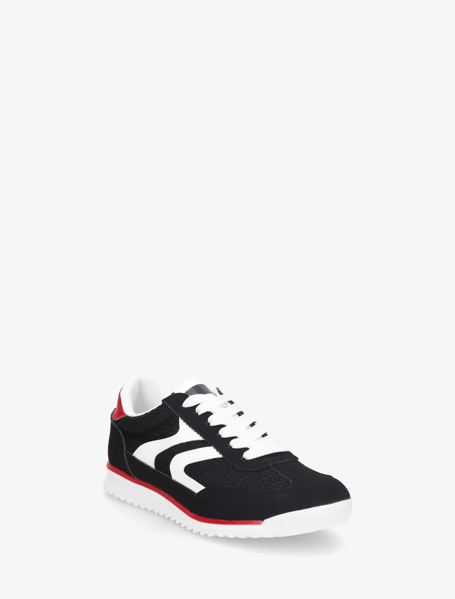 Sneakers van twee materialen met zigzag-inzetten - Zwart - Image 2