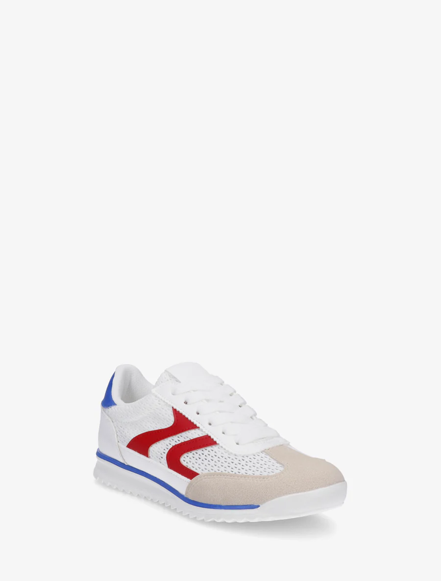 Sneakers van twee materialen met zigzag-inzetten - Wit/rood - Image 2