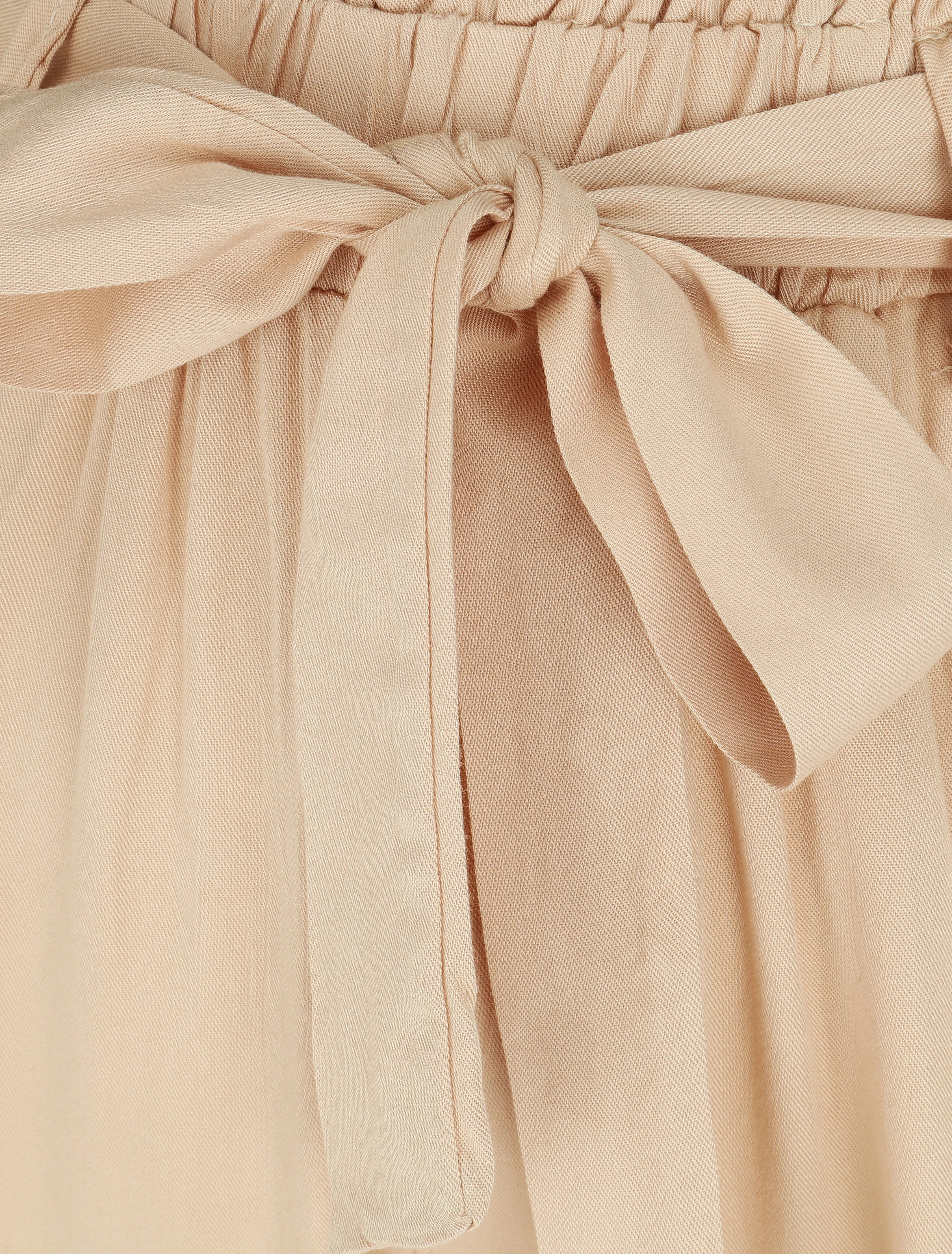 Soepele effen broek met elastische band - Beige - Image 3