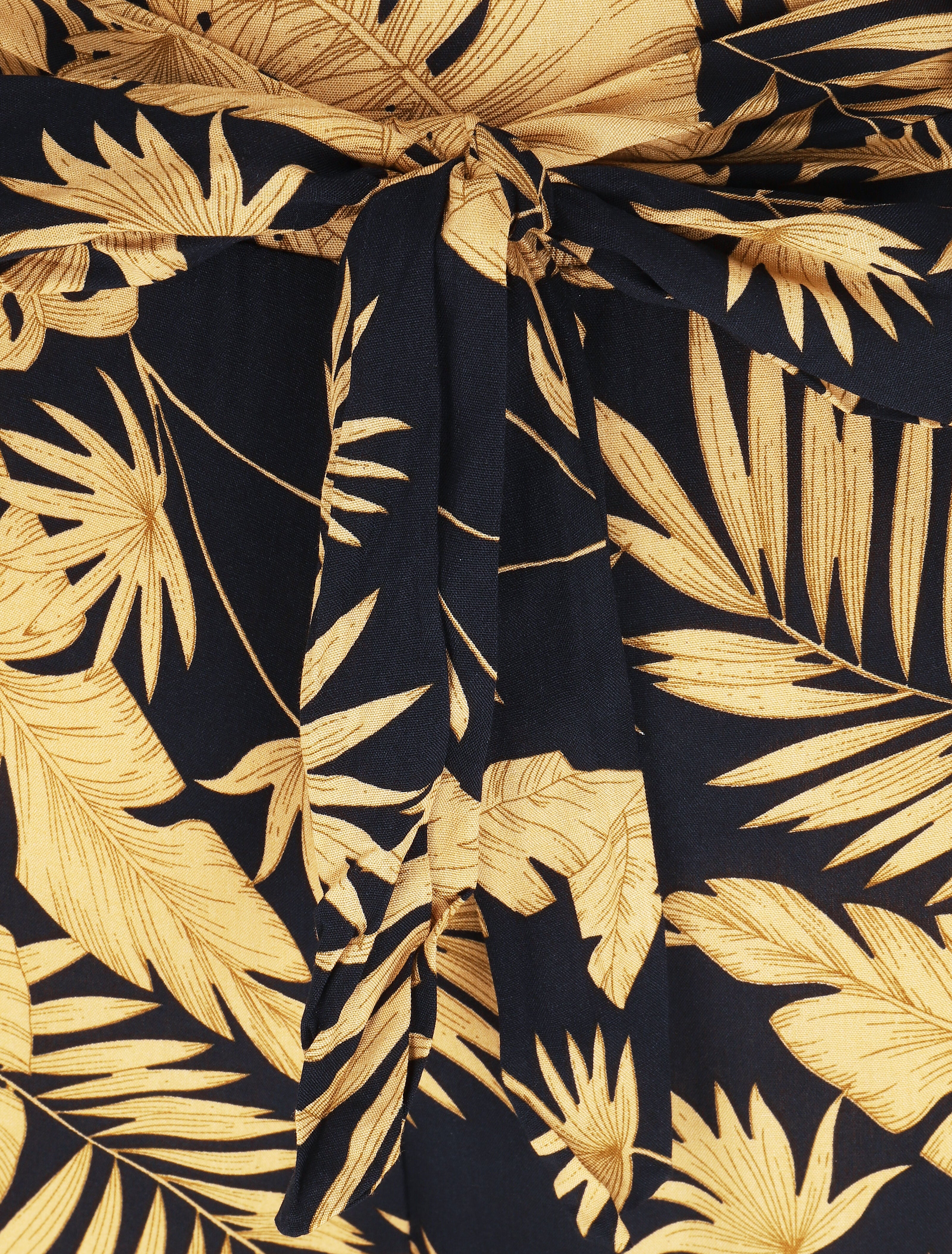 Soepele elastische broek met bladerenprint - Marineblauw - Image 3