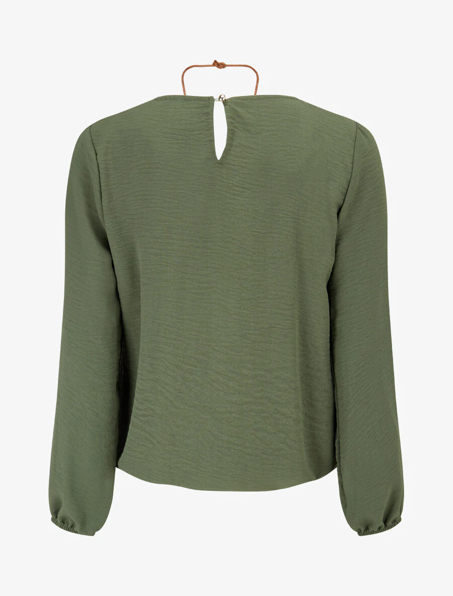 Soepele top met geplooide buste - groen - Image 2