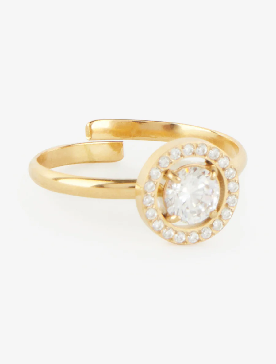 Solitaire ring stijl ingelegd met stenen - Goud - Image 2
