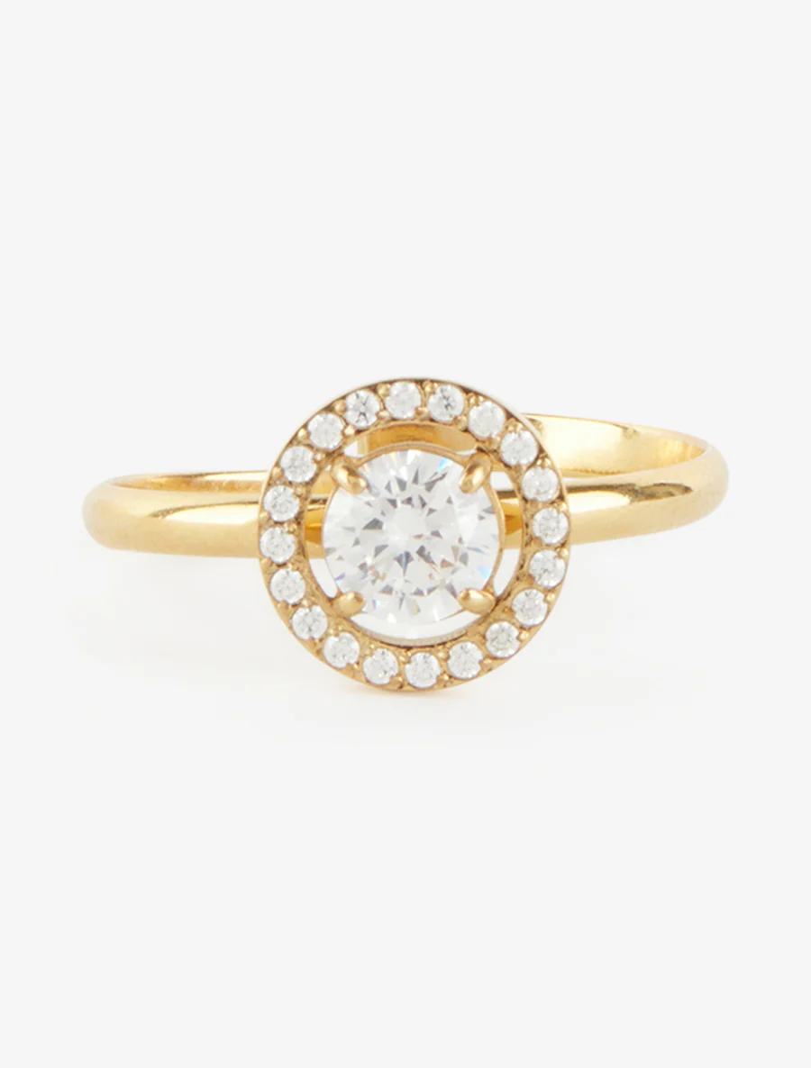 Solitaire ring stijl ingelegd met stenen - Goud - Image 3