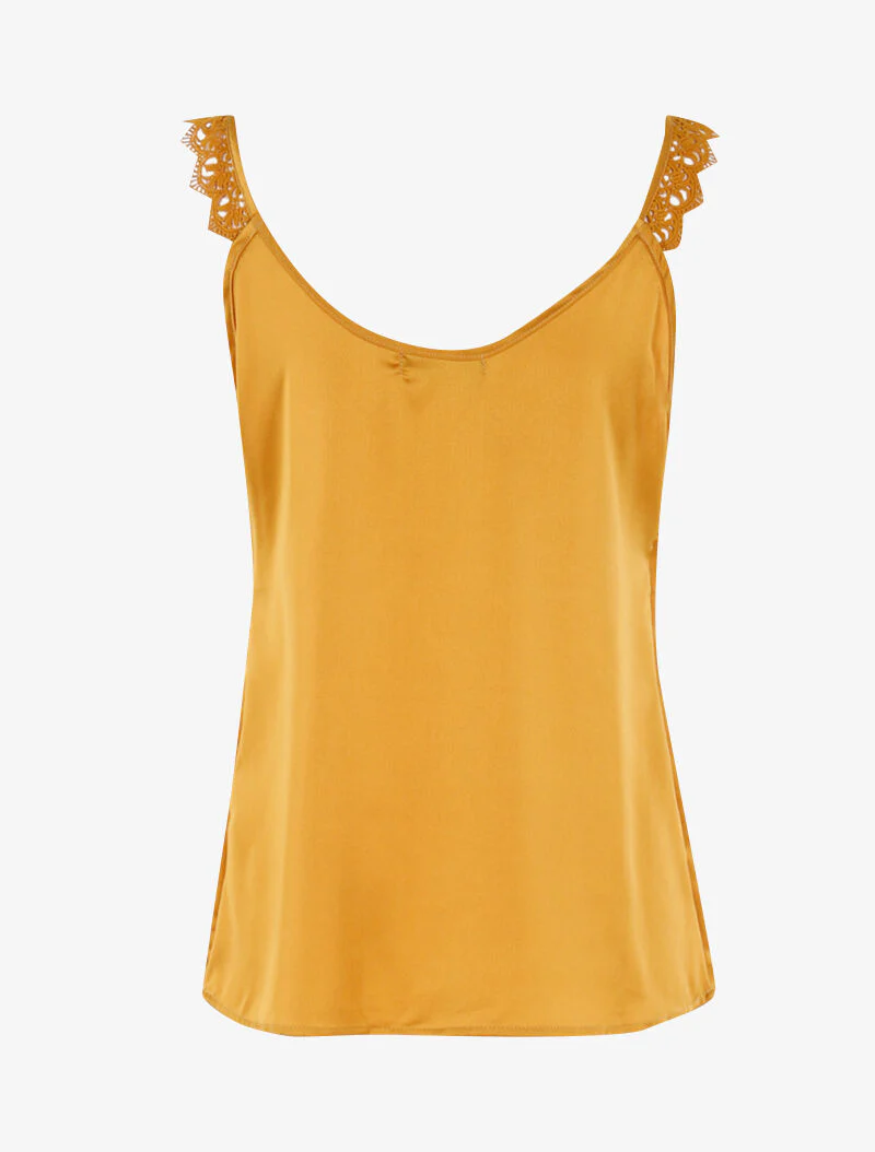 Tanktop met bandjes en haakdetails - geel - Image 2